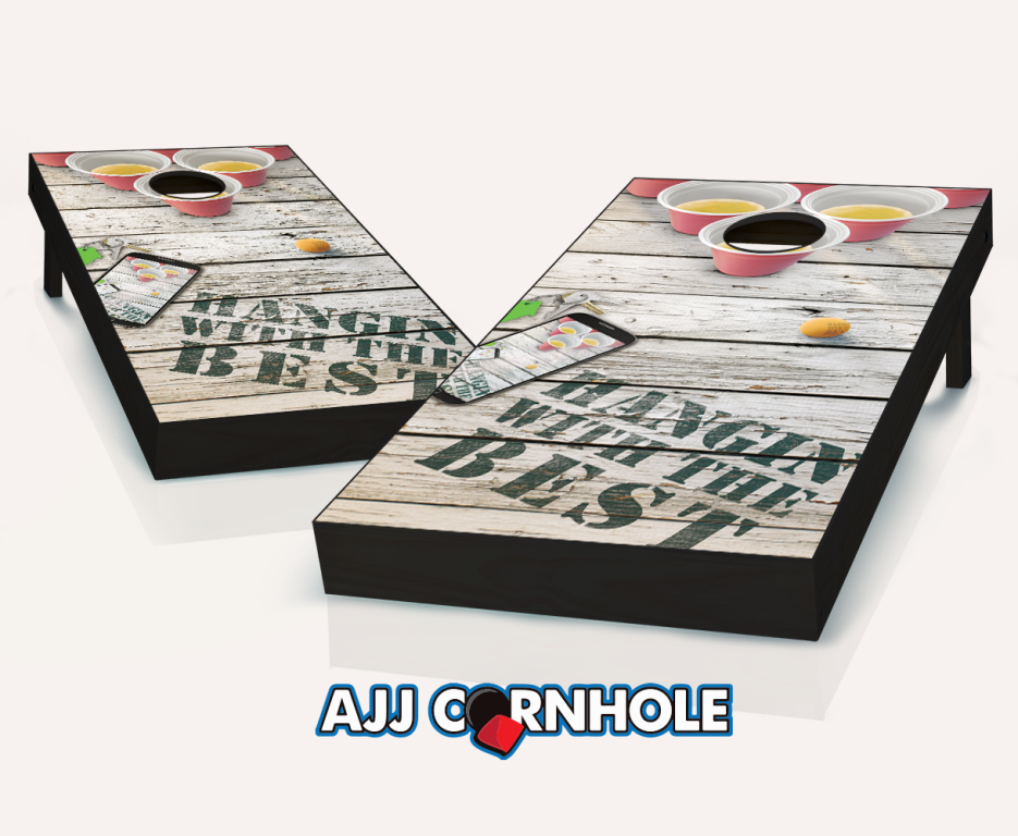 Picture of AJJCornhole 107-HanginWithTheBest Hangin with The Best Theme Cornhole Set with Bags - 8 x 24 x 48 in.