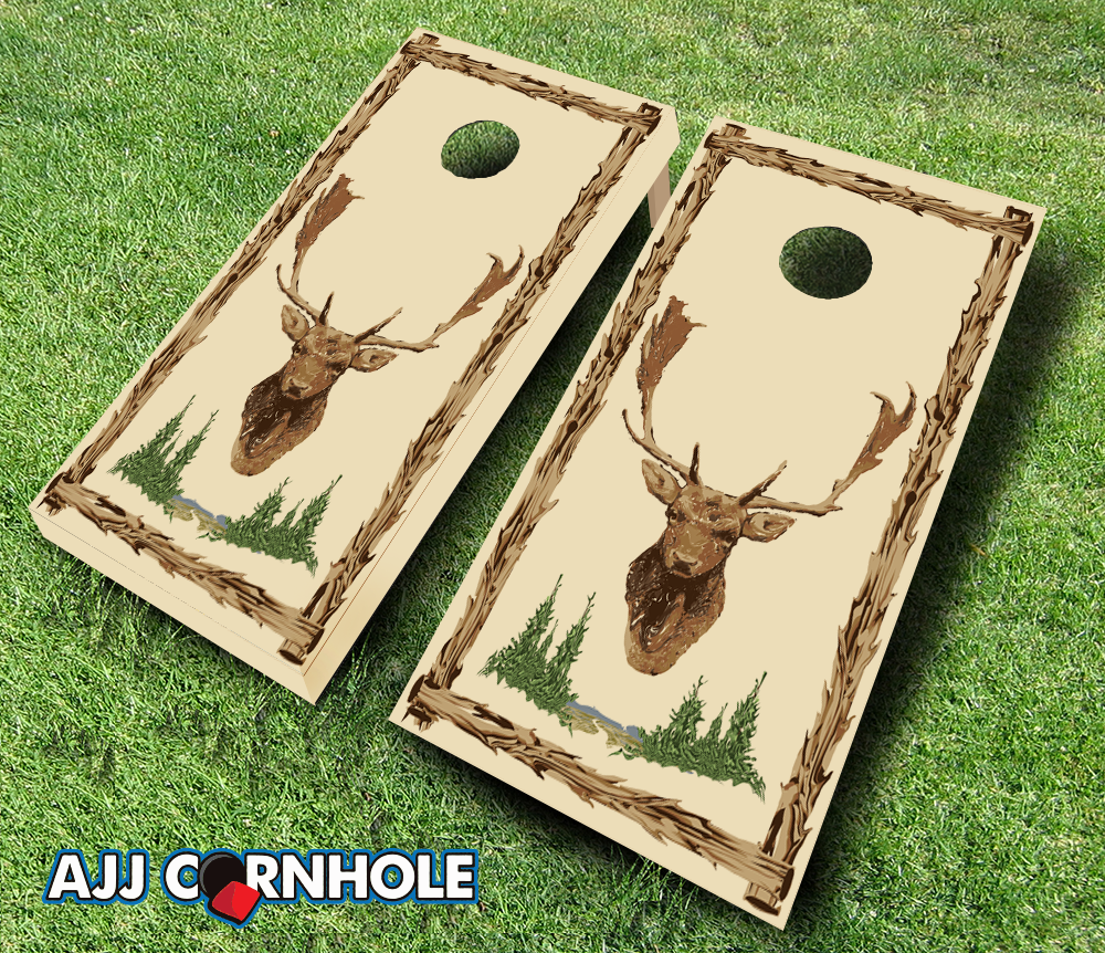Picture of AJJCornhole 109-DeerLodge Deer Lodge Maple Stained Theme Cornhole Set with bags - 8 x 24 x 48 in.