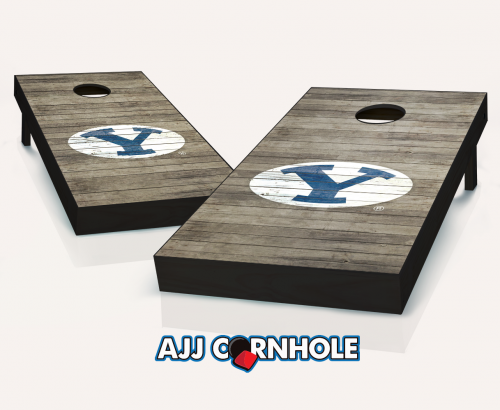 Picture of AJJCornhole 110-BYUDistressed BYU Cougars Distressed Theme Cornhole Set with Bags - 8 x 24 x 48 in.