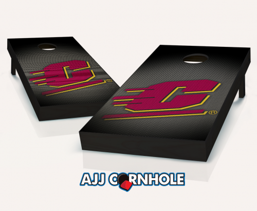 Picture of AJJCornhole 110-CentralMichiganSlanted Central Michigan Flying Cs Slanted Theme Cornhole Set with Bags - 8 x 24 x 48 in.