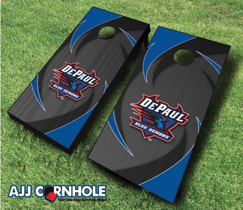 Picture of AJJCornhole 110-DePaulSwoosh DePaul Blue Demons Swoosh Theme Cornhole Set with Bags - 8 x 24 x 48 in.