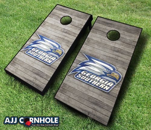Picture of AJJCornhole 110-GeorgiaSouthernDistressed Georgia Southern Eagles Distressed Theme Cornhole Set with Bags - 8 x 24 x 48 in.