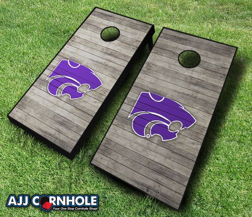 Picture of AJJCornhole 110-KansasStateDistressed Kansas State Wildcats Distressed Theme Cornhole Set with Bags - 8 x 24 x 48 in.