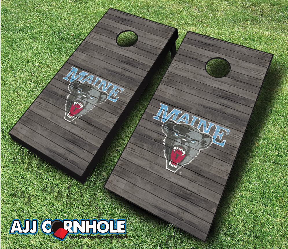 Picture of AJJCornhole 110-MaineDistressed Maine Black Bears Distressed Theme Cornhole Set with Bags - 8 x 24 x 48 in.