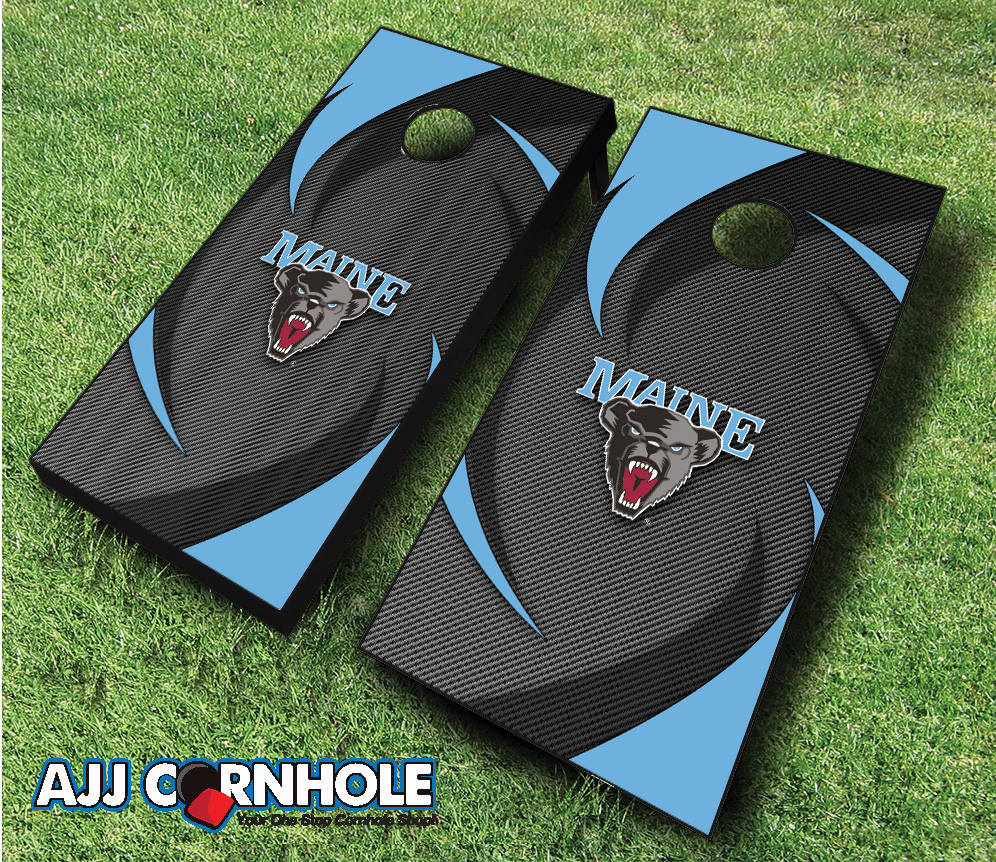 Picture of AJJCornhole 110-MaineSwoosh Maine Black Bears Swoosh Theme Cornhole Set with Bags - 8 x 24 x 48 in.