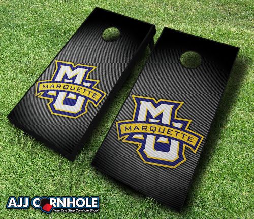 Picture of AJJCornhole 110-MarquetteSlanted Marquette Golden Eagles Slanted Theme Cornhole Set with Bags - 8 x 24 x 48 in.