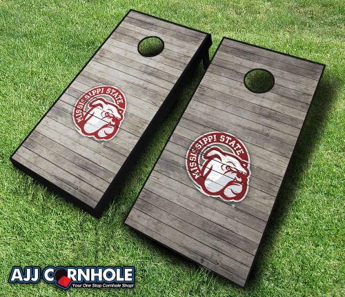 Picture of AJJCornhole 110-MississippiStateDistressed Mississippi State Bulldogs Distressed Theme Cornhole Set with Bags - 8 x 24 x 48 in.