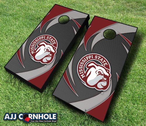 Picture of AJJCornhole 110-MississippiStateSwoosh Mississippi State Bulldogs Swoosh Theme Cornhole Set with Bags - 8 x 24 x 48 in.