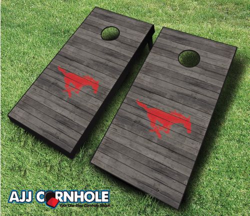 Picture of AJJCornhole 110-SouthernMethodistDistressed SMU Mustangs Distressed Theme Cornhole Set with Bags - 8 x 24 x 48 in.