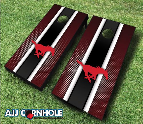 Picture of AJJCornhole 110-SouthernMethodistStriped SMU Mustangs Striped Theme Cornhole Set with Bags - 8 x 24 x 48 in.