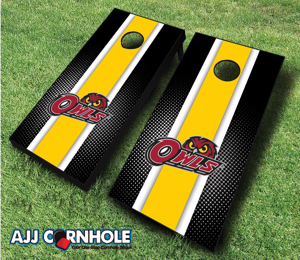 Picture of AJJCornhole 110-TempleStriped Temple Owls Striped Theme Cornhole Set with Bags - 8 x 24 x 48 in.