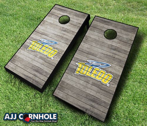 Picture of AJJCornhole 110-ToledoDistressed Toledo Rockets Distressed Theme Cornhole Set with Bags - 8 x 24 x 48 in.