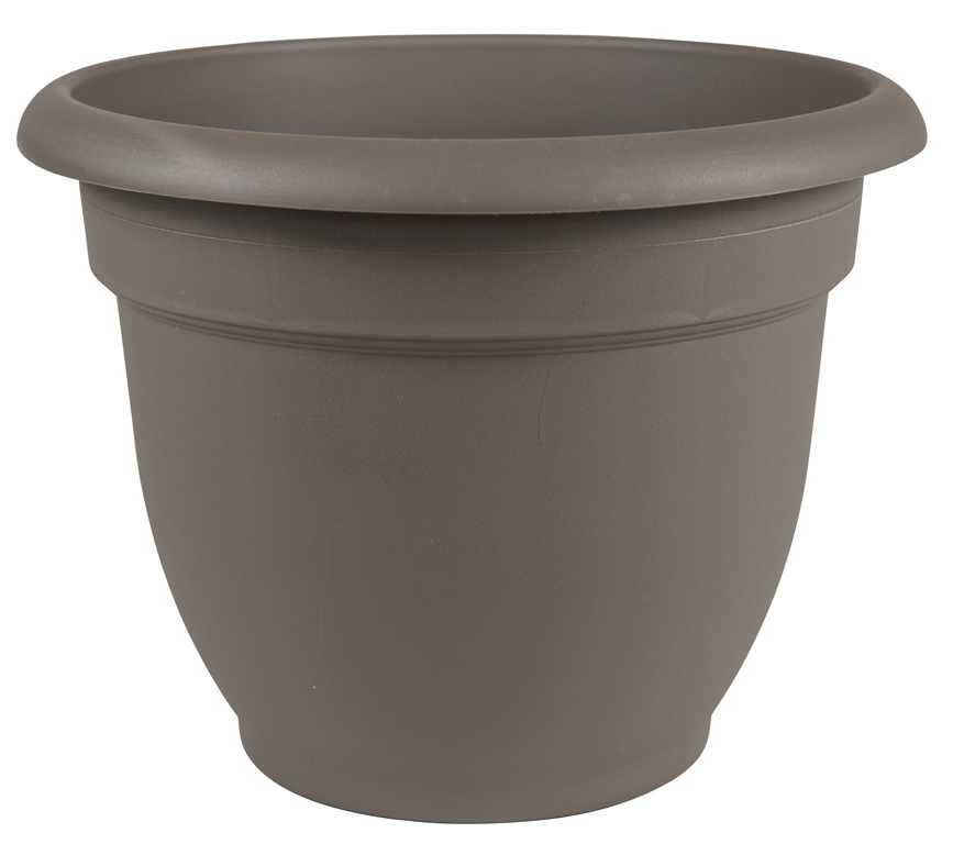 16 in. Ariana Planter with Self Watering Grid, Peppercorn