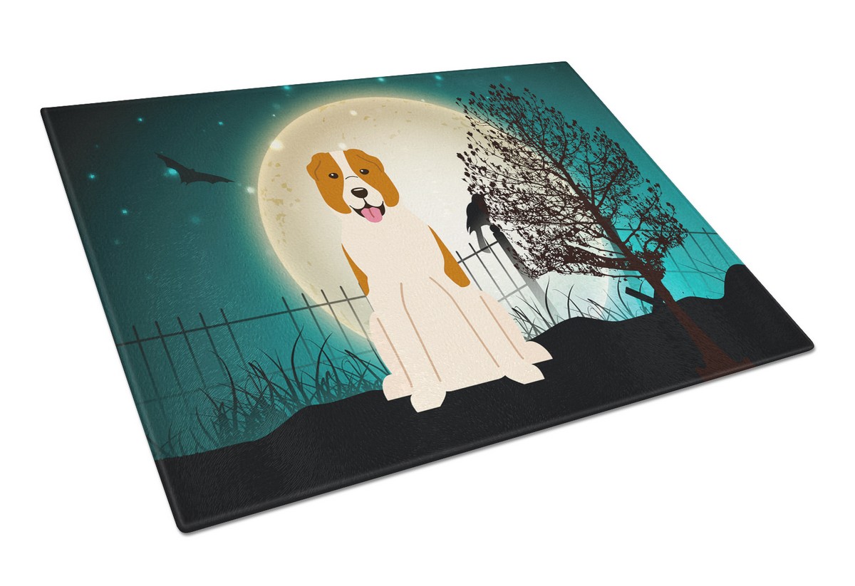 Halloween Scary Central Asian Shepherd Dog Glass Cutting Board - Large