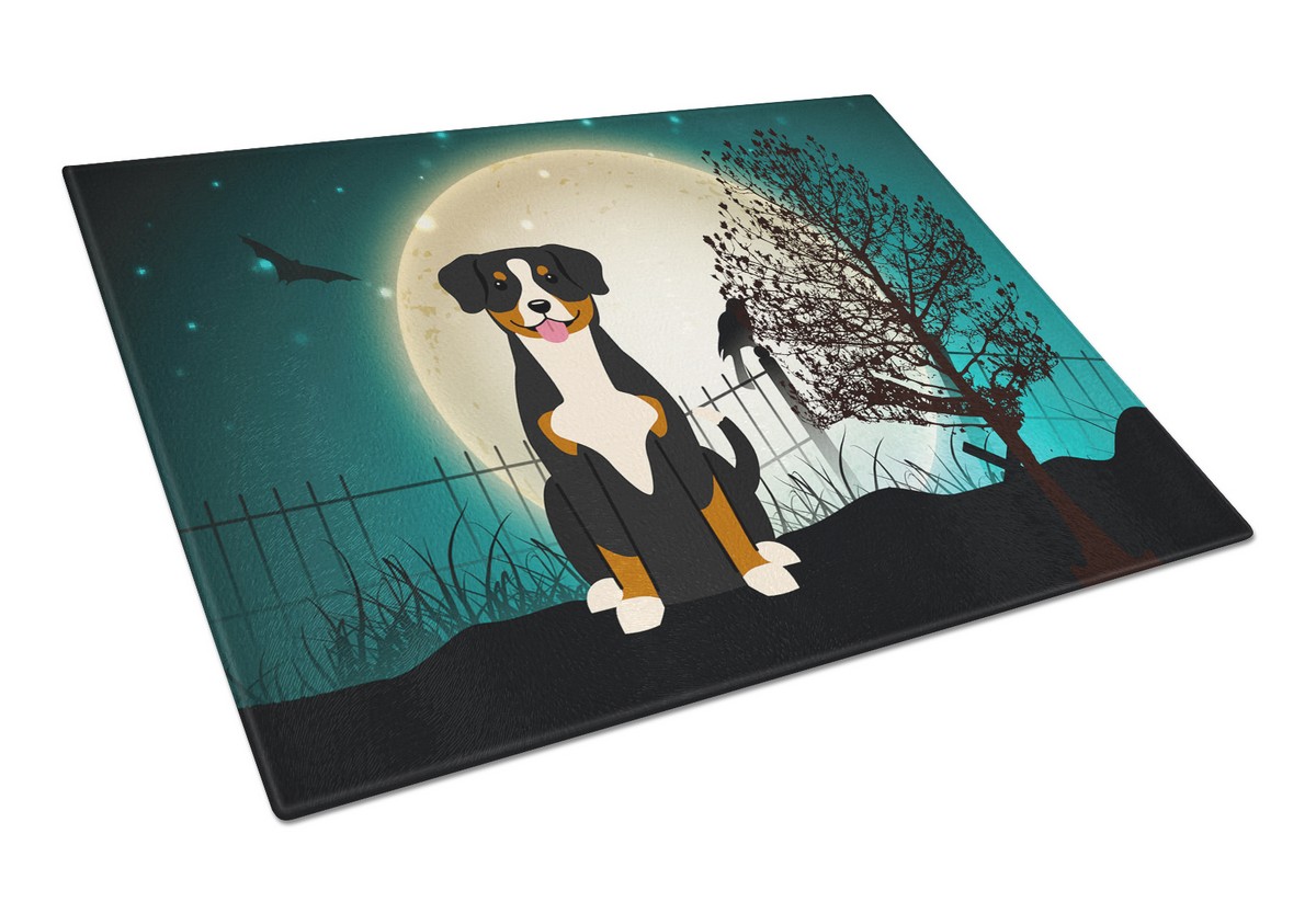 Halloween Scary Entlebucher Glass Cutting Board - Large
