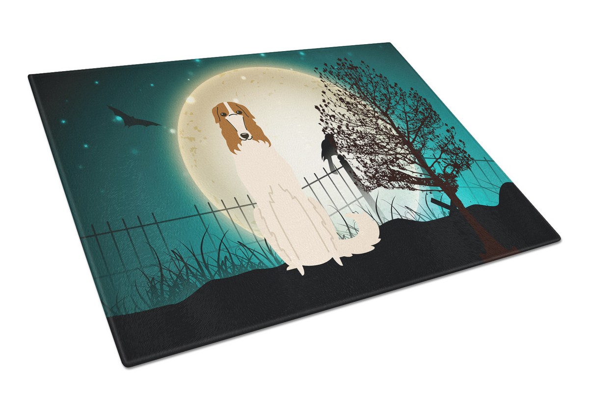 Picture of Carolines Treasures BB2213LCB Halloween Scary Borzoi Glass Cutting Board, Large