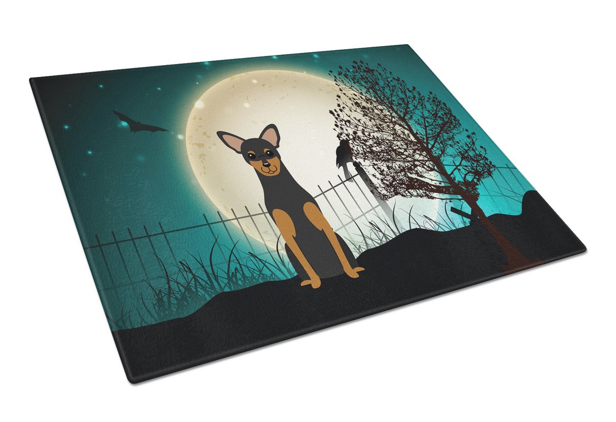 Picture of Carolines Treasures BB2218LCB Halloween Scary Manchester Terrier Glass Cutting Board, Large