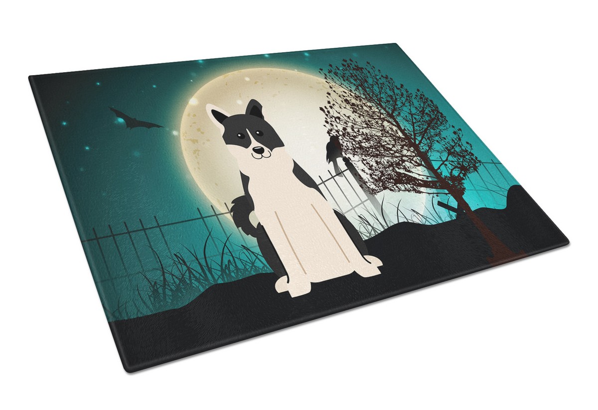 Picture of Carolines Treasures BB2219LCB Halloween Scary Russo-European Laika Spitz Glass Cutting Board, Large