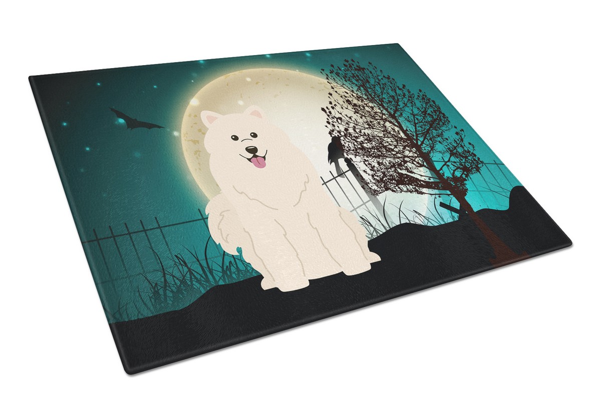 Picture of Carolines Treasures BB2220LCB Halloween Scary Samoyed Glass Cutting Board, Large
