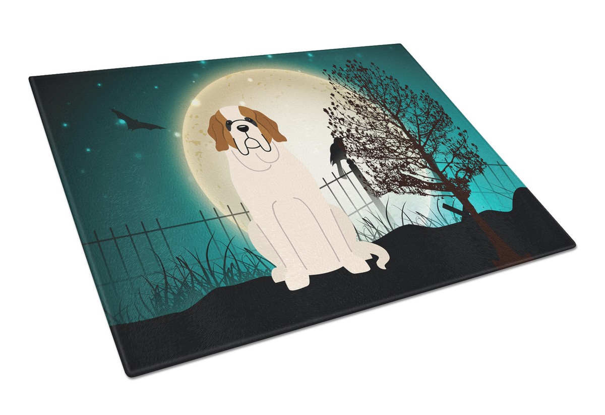 Halloween Scary Saint Bernard Glass Cutting Board - Large