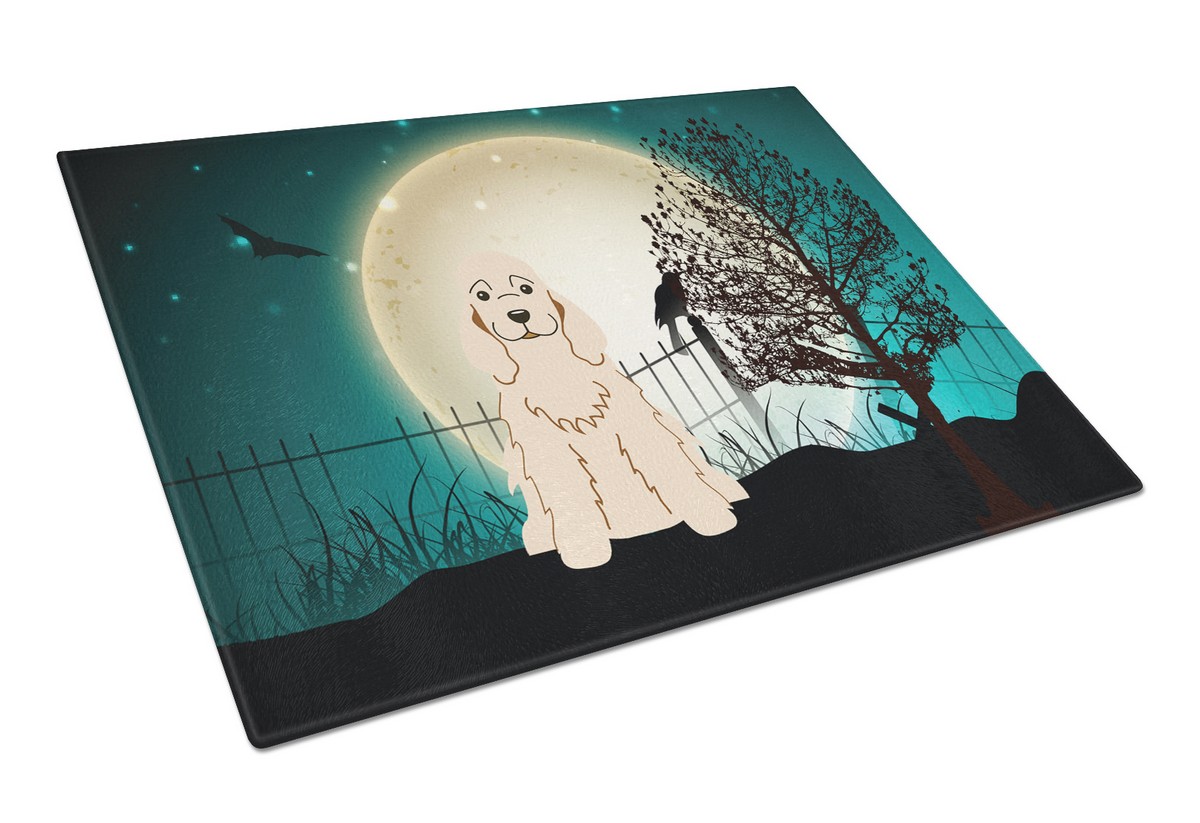 Halloween Scary Cocker Spaniel Buff Glass Cutting Board - Large