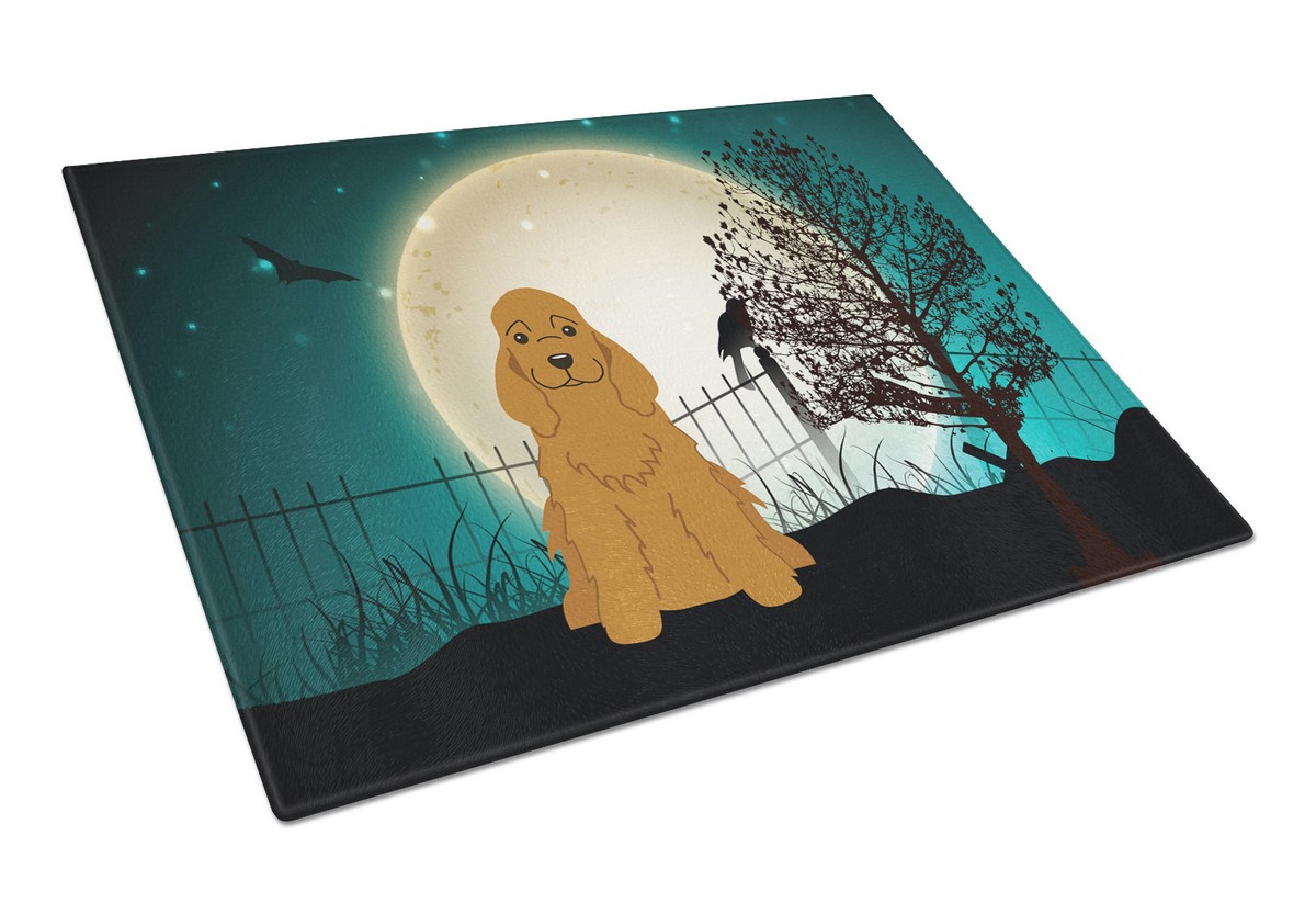 Halloween Scary Cocker Spaniel Red Glass Cutting Board - Large