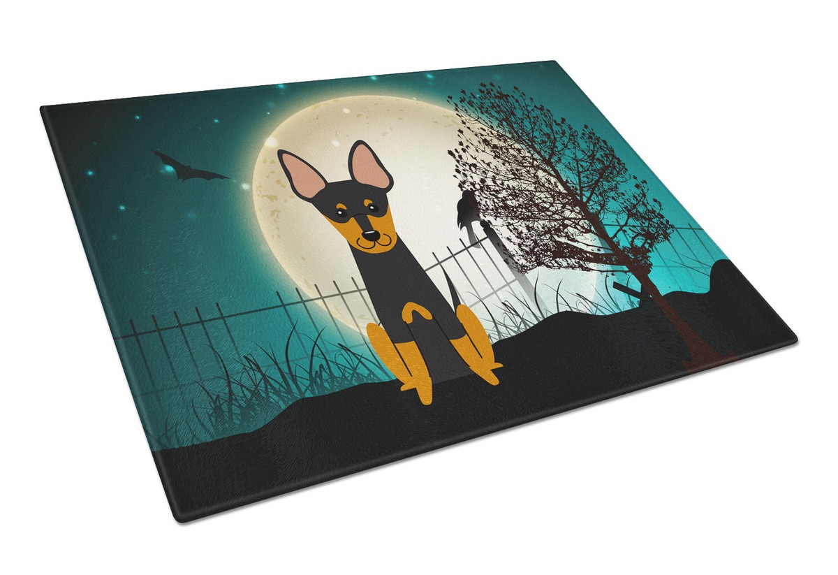 Picture of Carolines Treasures BB2299LCB Halloween Scary English Toy Terrier Glass Cutting Board, Large