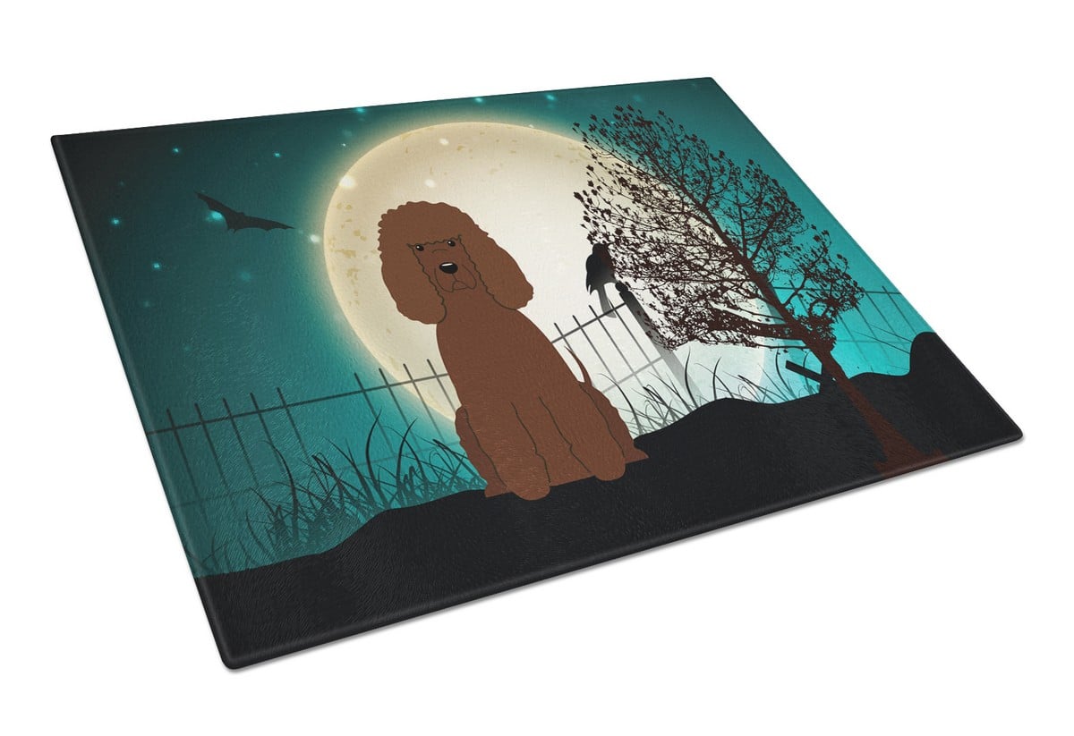 Halloween Scary Irish Water Spaniel Glass Cutting Board - Large