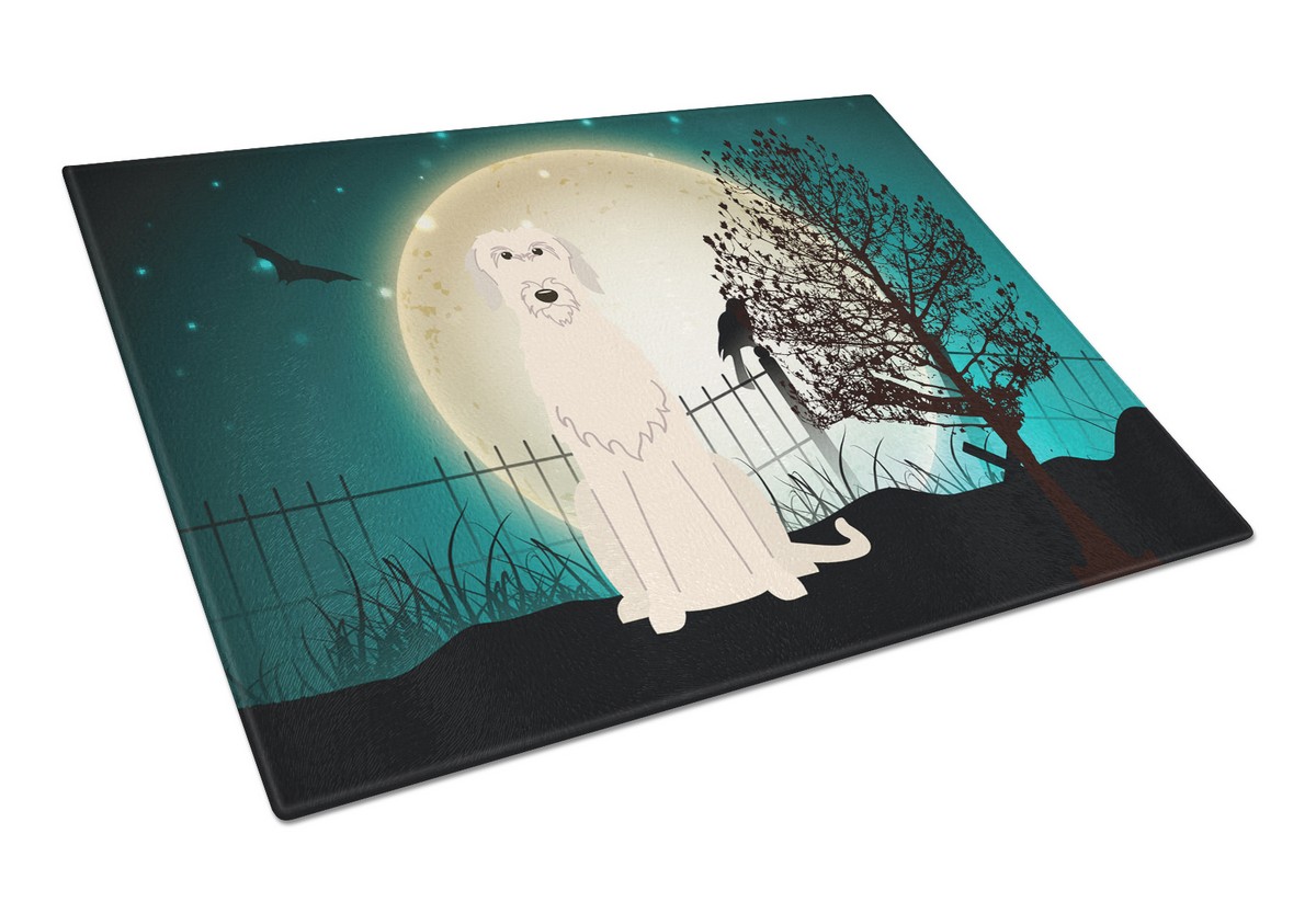 BB2255LCB Halloween Scary Irish Wolfhound Glass Cutting Board, Large