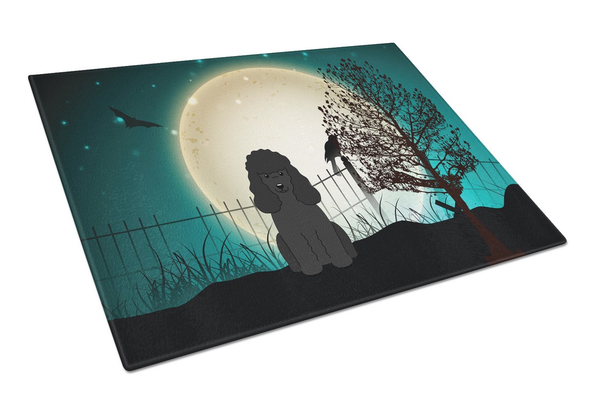 Halloween Scary Poodle Black Glass Cutting Board - Large