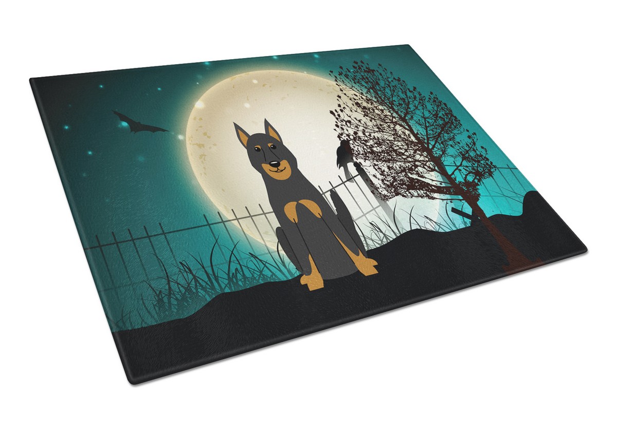 Halloween Scary Beauce Shepherd Dog Glass Cutting Board - Large