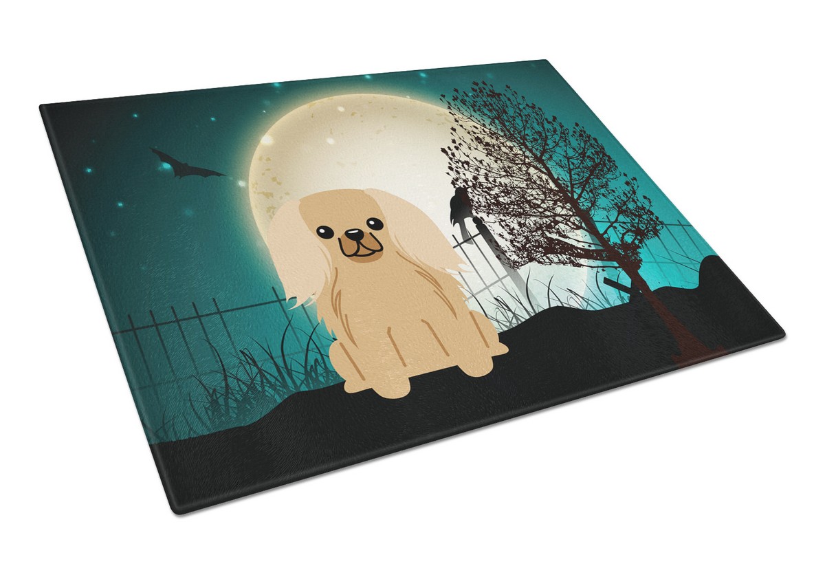 Picture of Carolines Treasures BB2294LCB Halloween Scary Pekingnese Fawn Sable Glass Cutting Board, Large