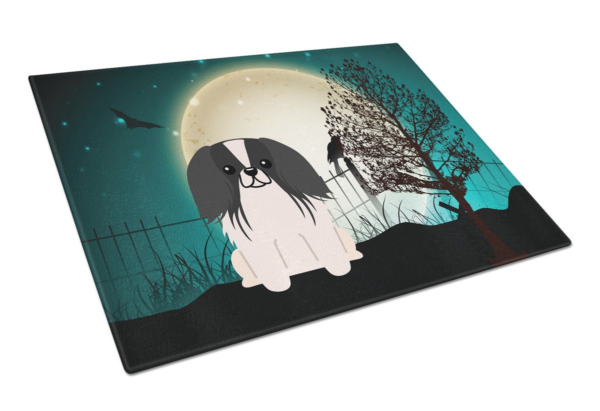 Picture of Carolines Treasures BB2295LCB Halloween Scary Pekingnese Black & White Glass Cutting Board, Large