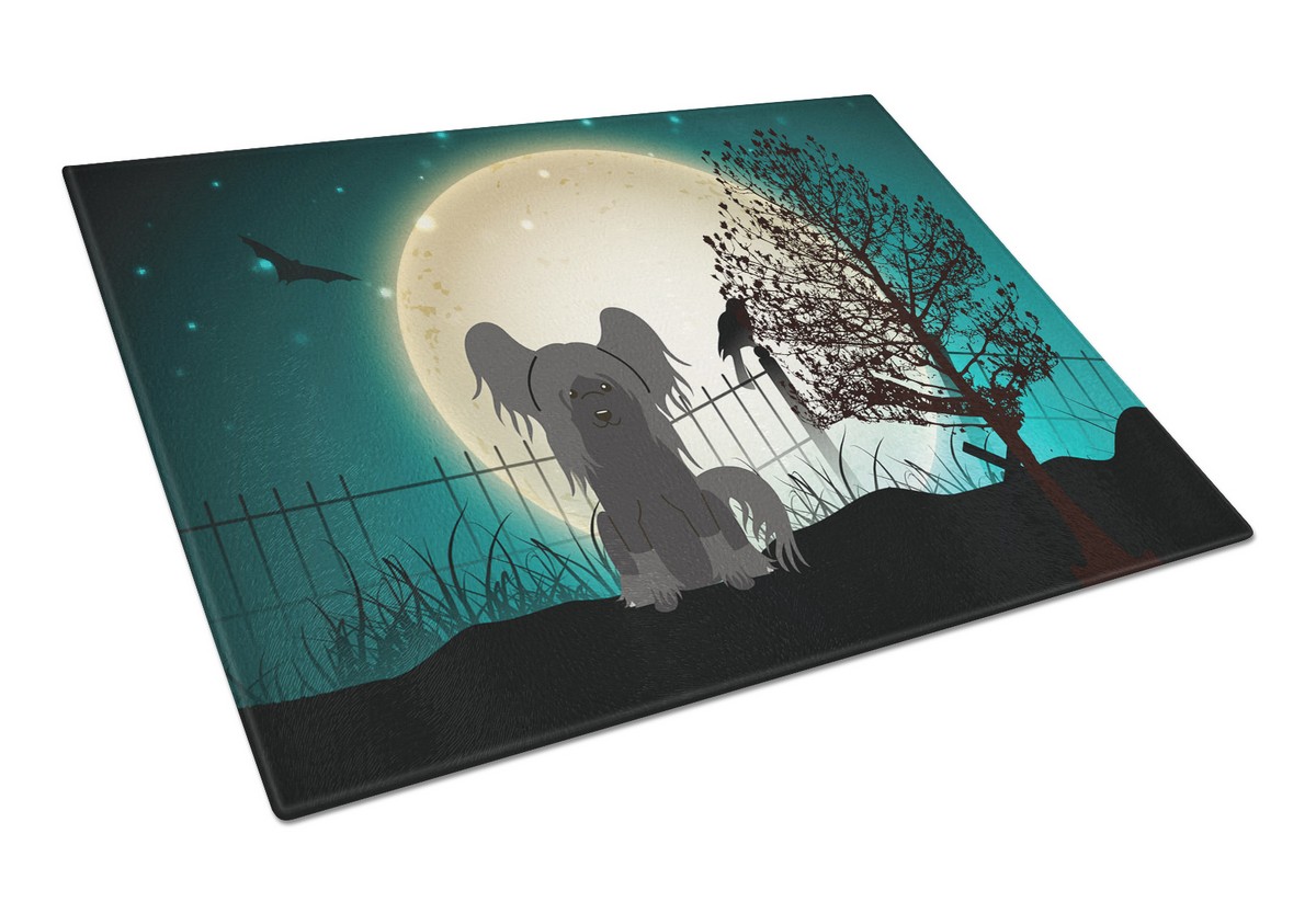 Picture of Carolines Treasures BB2302LCB Halloween Scary Chinese Crested Black Glass Cutting Board, Large