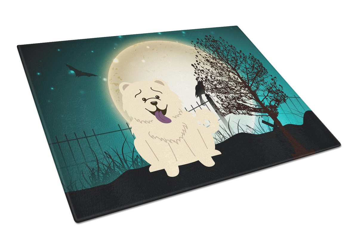 Halloween Scary Chow Chow White Glass Cutting Board - Large