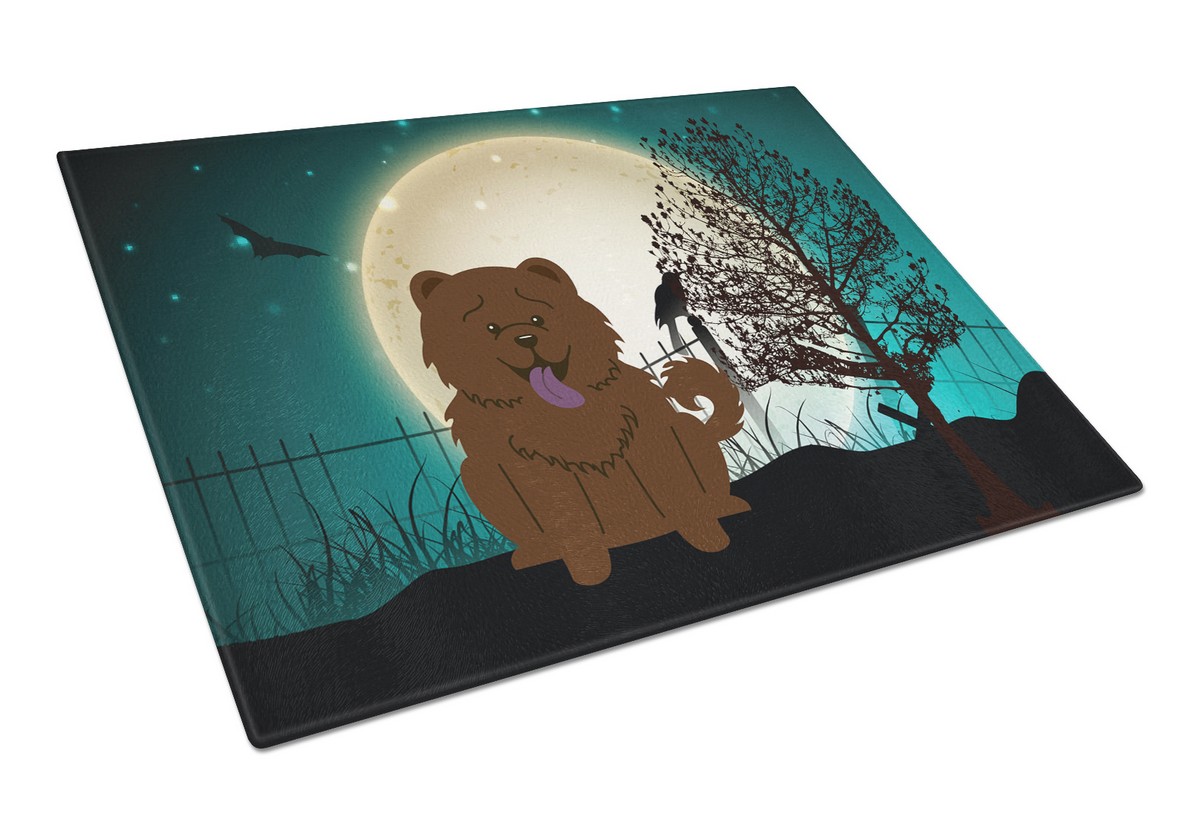 Halloween Scary Chow Chow Chocolate Glass Cutting Board - Large