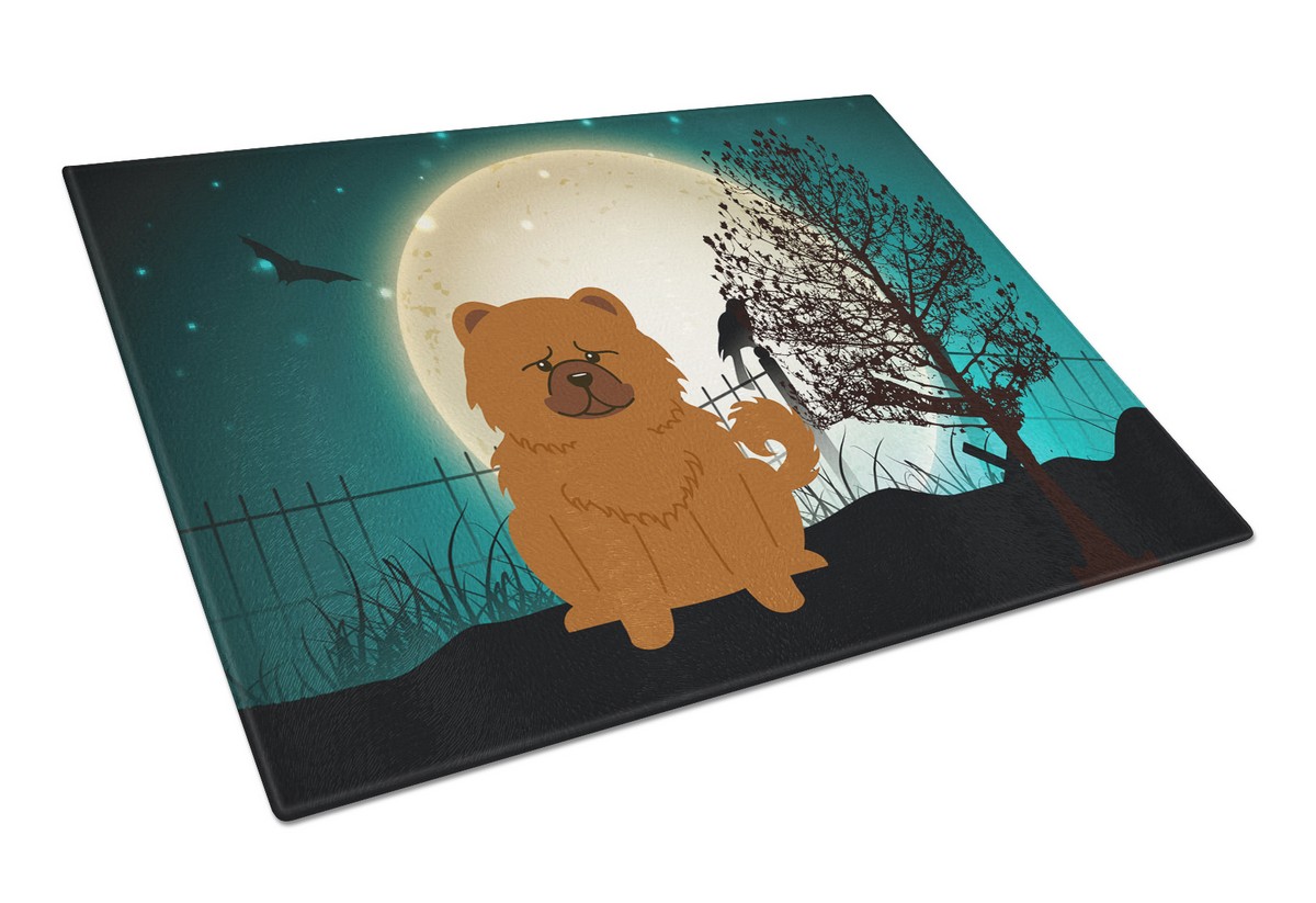 Halloween Scary Chow Chow Red Glass Cutting Board - Large