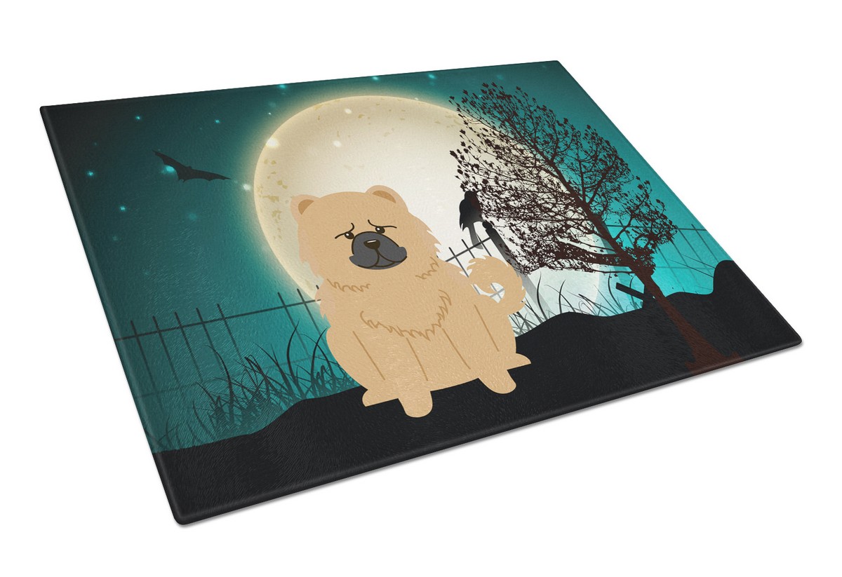 Halloween Scary Chow Chow Cream Glass Cutting Board - Large