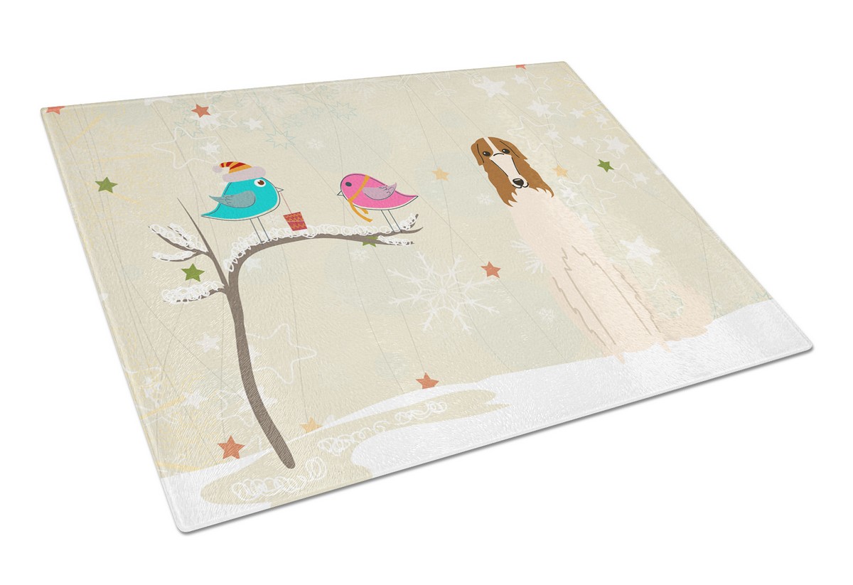 Christmas Presents Between Friends Borzoi Glass Cutting Board - Large