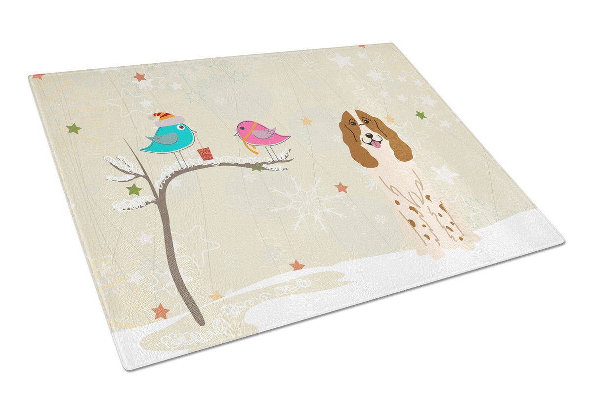 Christmas Presents Between Friends Russian Spaniel Glass Cutting Board - Large