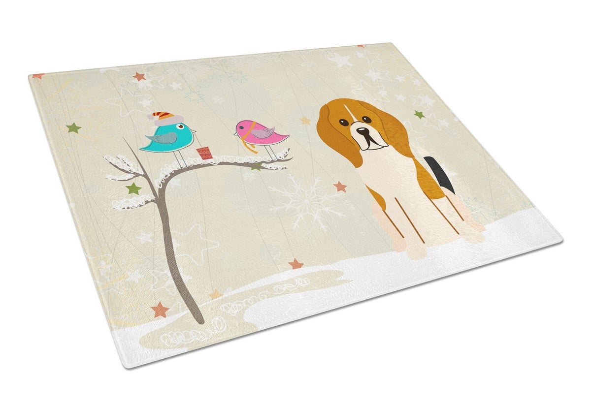 Christmas Presents Between Friends Beagle Tricolor Glass Cutting Board - Large