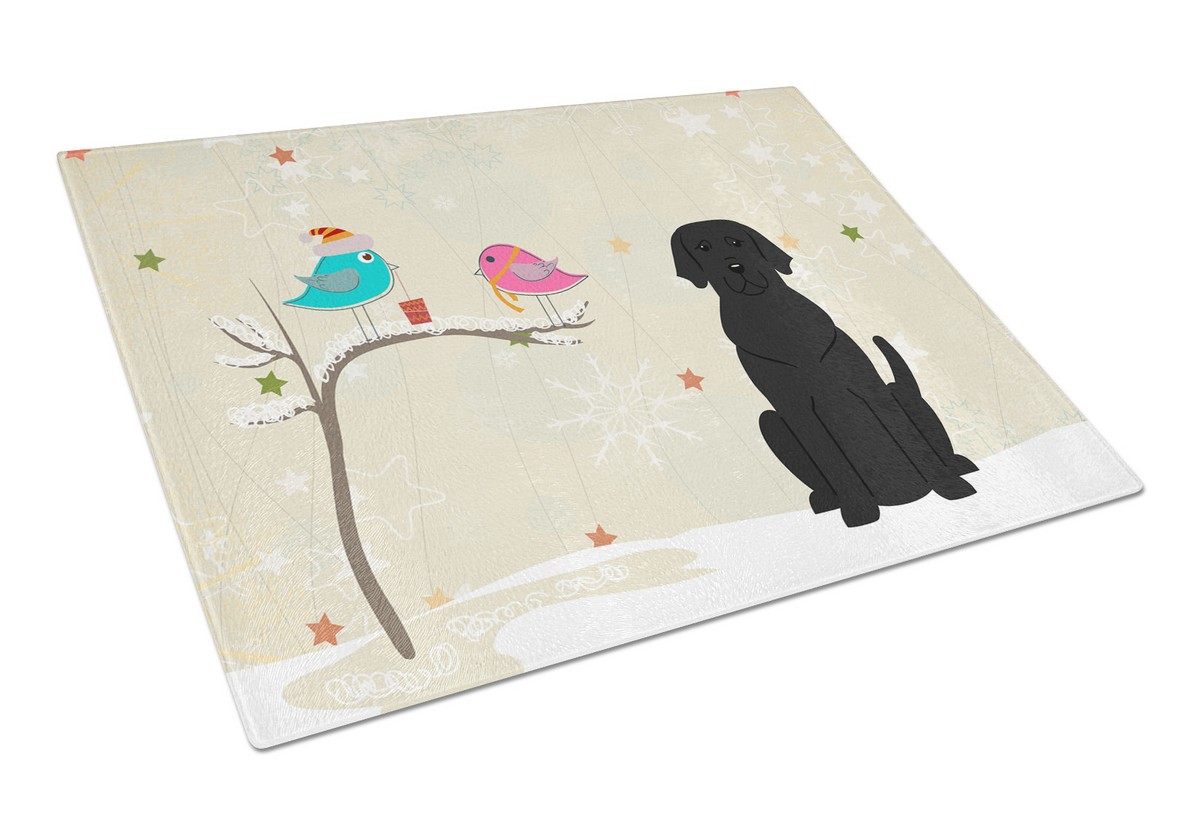 Christmas Presents Between Friends Black Labrador Glass Cutting Board - Large
