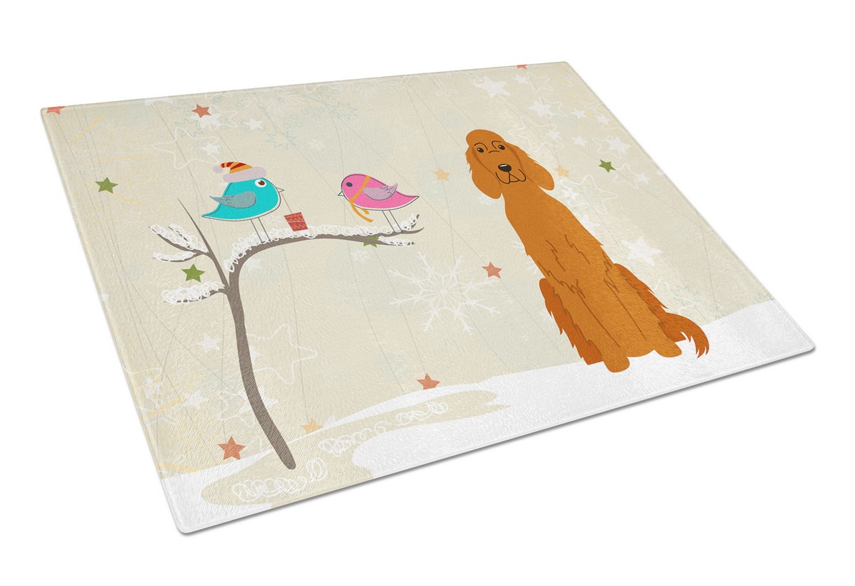 Christmas Presents Between Friends Irish Setter Glass Cutting Board - Large