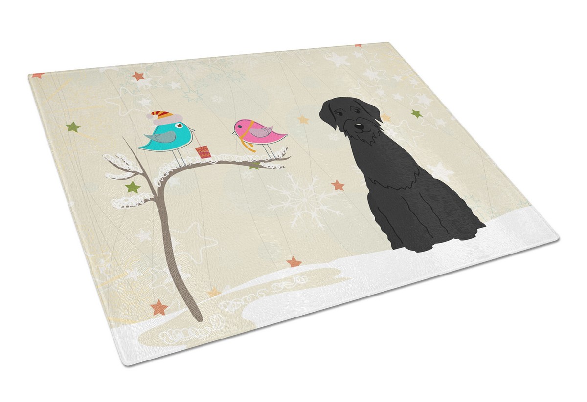 Christmas Presents Between Friends Giant Schnauzer Glass Cutting Board - Large