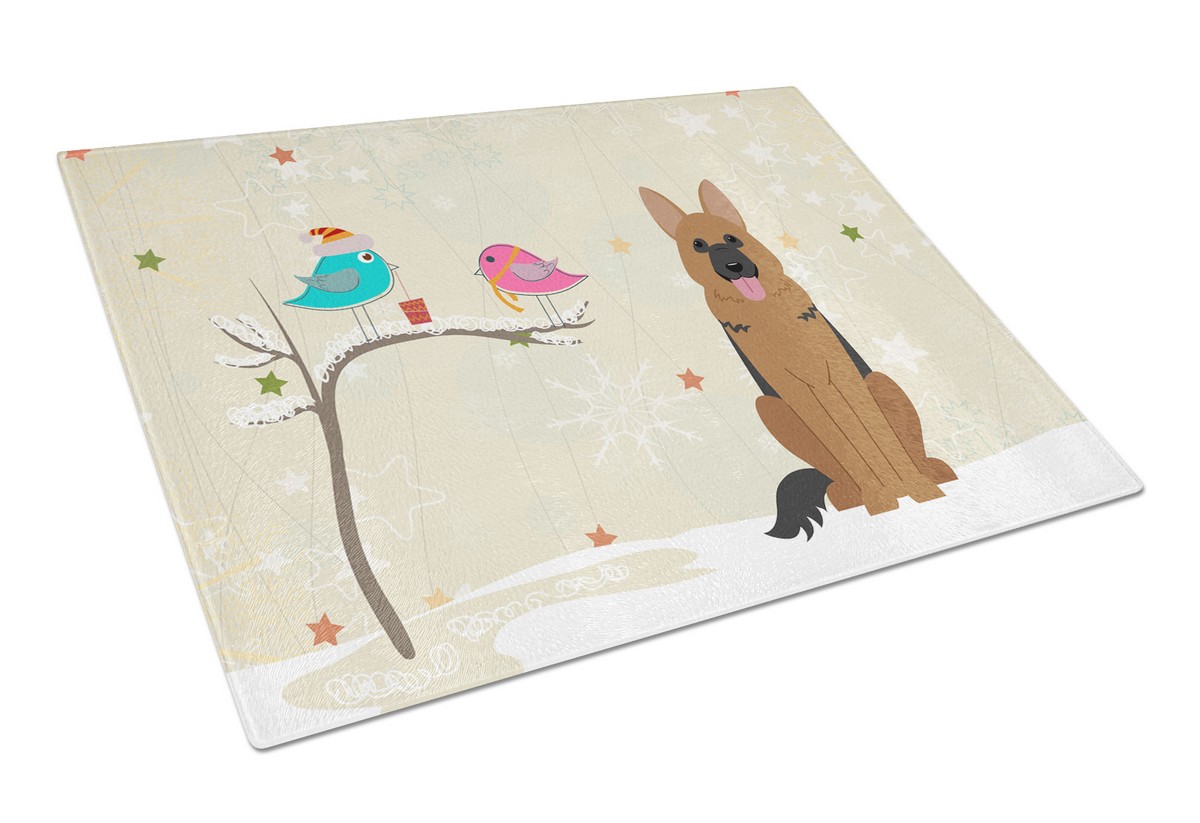 Christmas Presents Between Friends German Shepherd Glass Cutting Board - Large