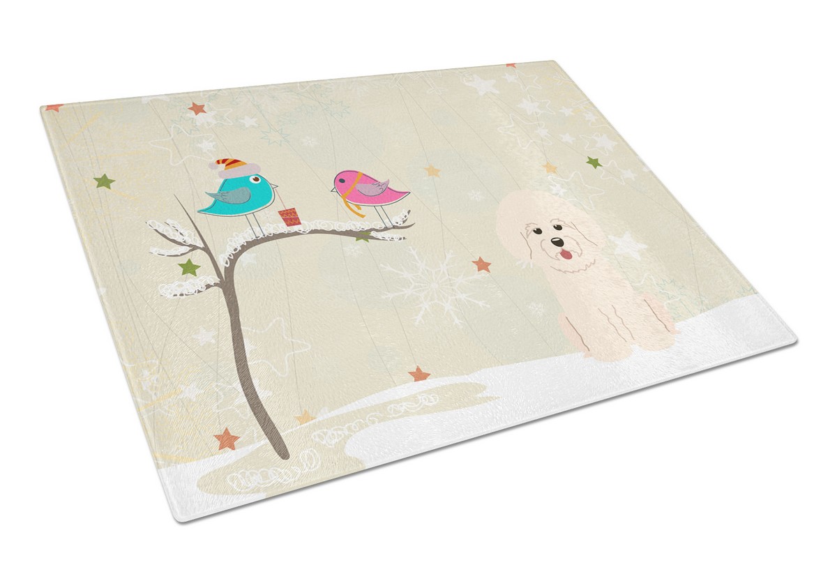 Christmas Presents Between Friends Bichon Frise Glass Cutting Board - Large