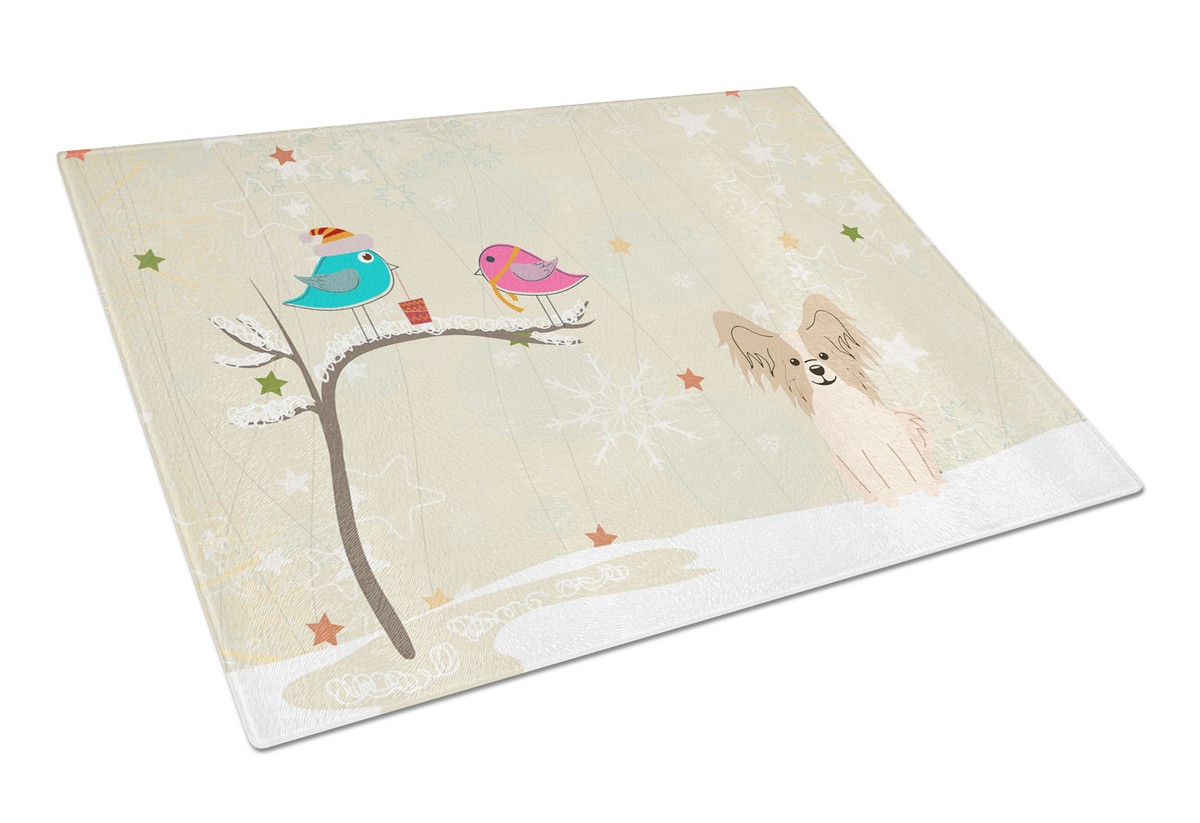 Christmas Presents Between Friends Papillon Sable White Glass Cutting Board - Large