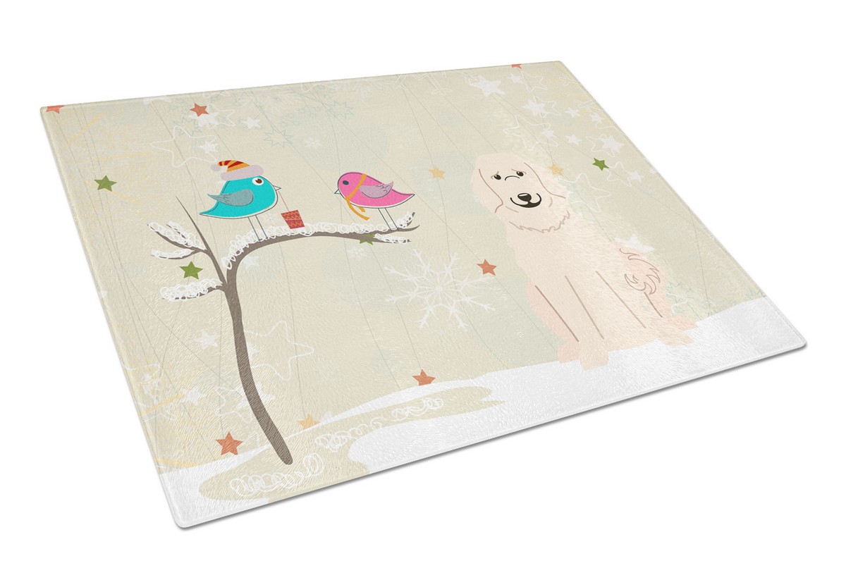 Christmas Presents Between Friends Great Pyrenese Glass Cutting Board - Large