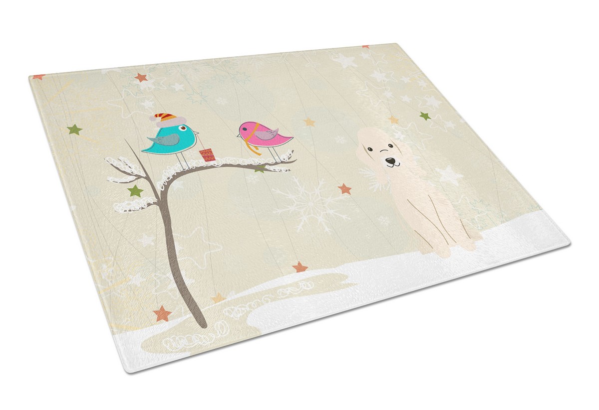 Christmas Presents Between Friends Bedlington Terrier Sandy Glass Cutting Board - Large