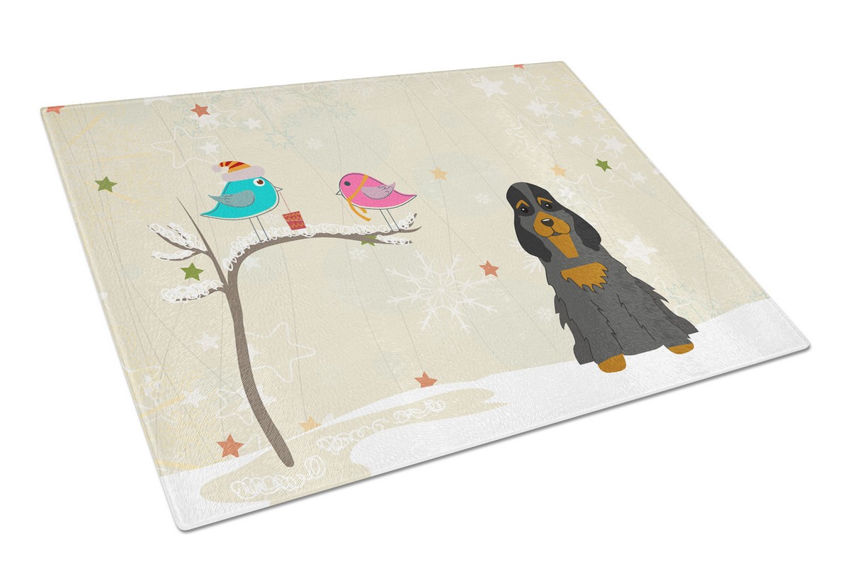 Christmas Presents Between Friends Cocker Spaniel Black & Tan Glass Cutting Board - Large